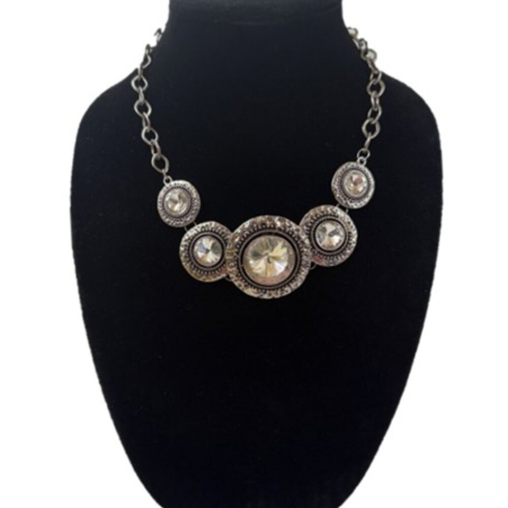 Large Crystal And Metallic Statement Necklace - image 1